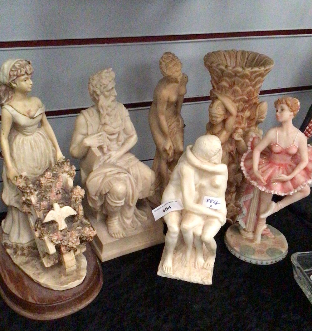 Lot 290: A Collection of various resin figurines with vase