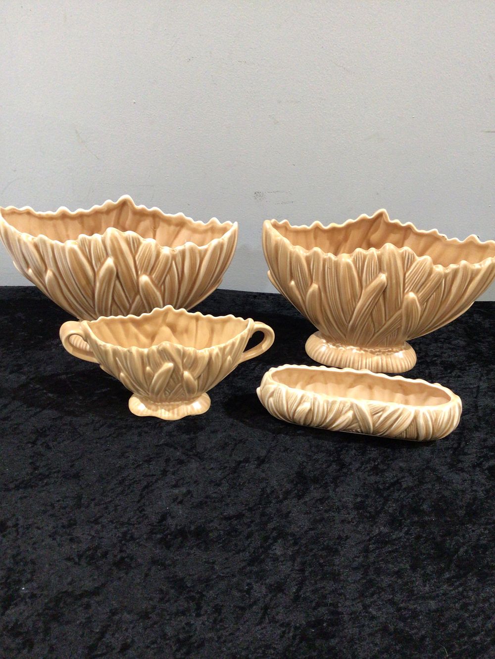 Lot 221: A Group of Four Sylvac 'Hyacinth' Glazed Ceramic Mantle Vases and Planters, Model 2486