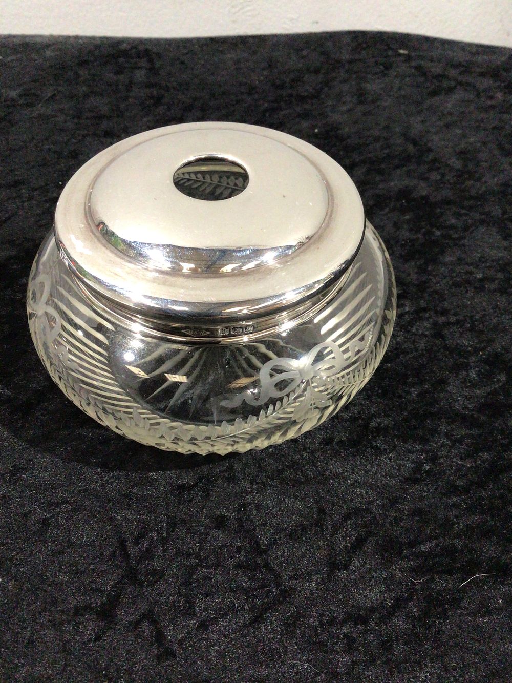 Lot 271: A Late 19th Century Sterling Silver and Cut Glass Trinket Pot