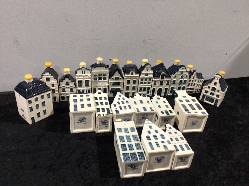 Lot 285: A Collection of KLM Blue Delft Ceramic Miniature Canal Houses