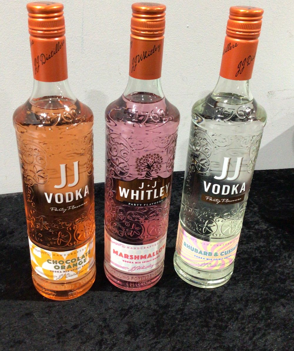 Lot 340: Three J.J. Whitley Flavored Vodka Mix Spirit Drinks, 70cl