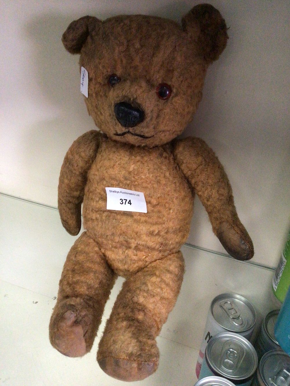 Lot 374: A Large Vintage Golden-Brown Mohair-Type Jointed Teddy Bear