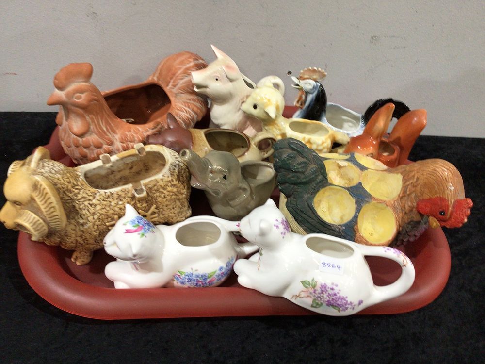Lot 251: A Collection of Decorative Ceramic and Porcelain Animal-Form Vessels