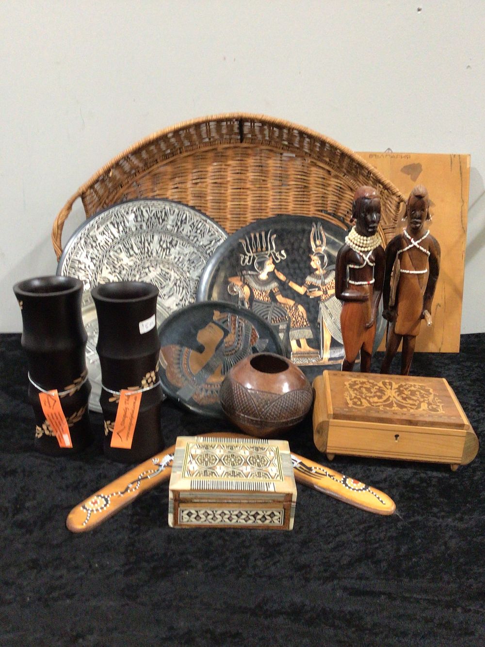 Lot 284: A Collection of Carved Wooden and Decorative Ethnic Objects