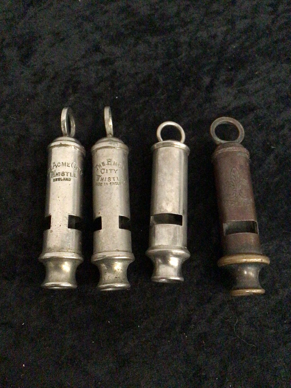 Lot 184: A Group of Four Vintage Whistles, including Acme and The EMCA City Whistle