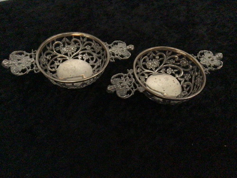 Lot 219: A Pair of Antique Sterling Silver salt pots