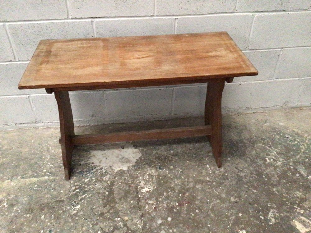 Lot 236: A French Country Rustic Pine Stretcher Base Table or Bench