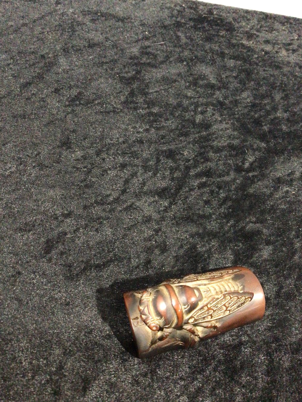 Lot 323: Japanese Meiji Period Carved Wood Cicada Kiseruzutsu
