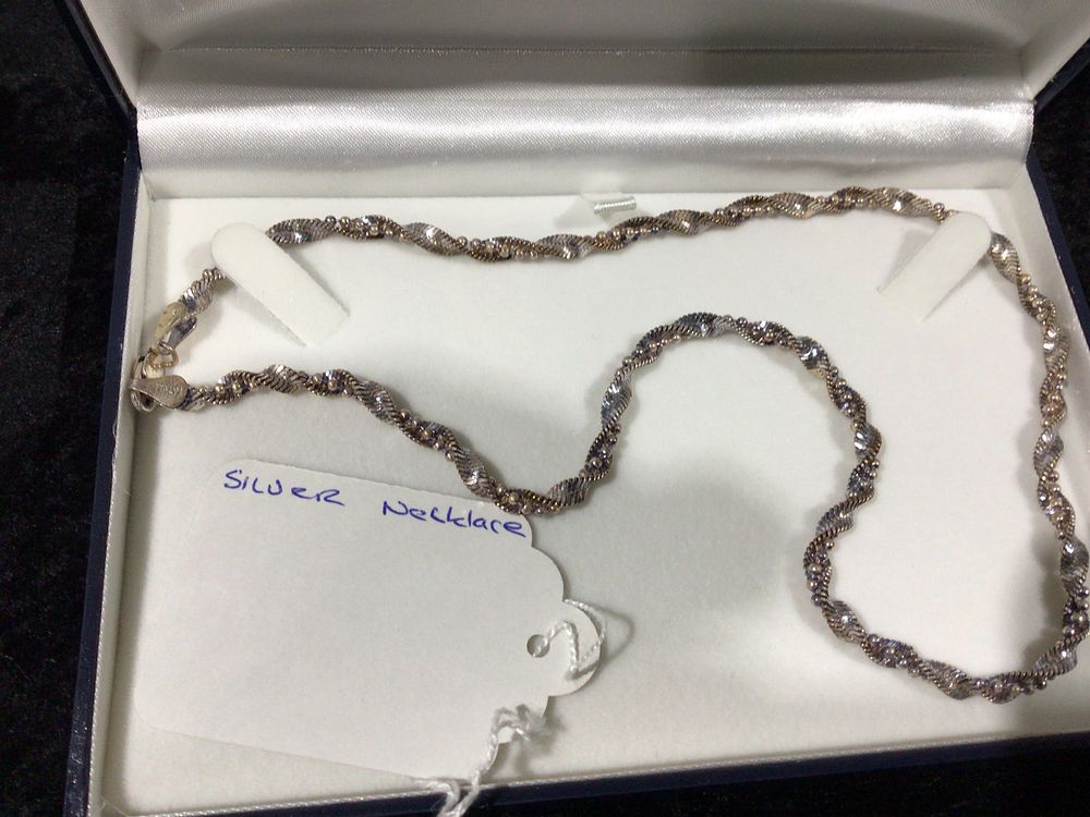 Lot 424: An Italian Two-Tone Silver Prince of Wales Chain Necklace