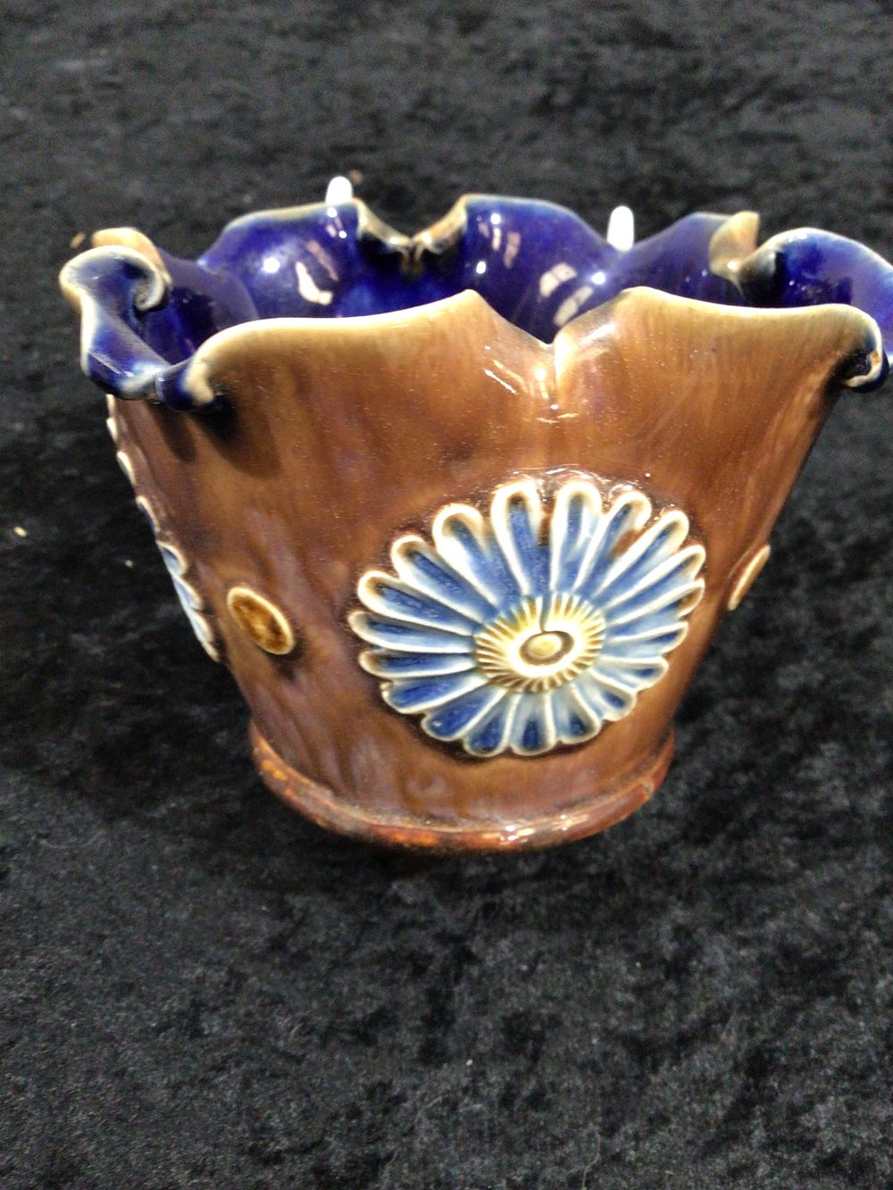Lot 155: Royal Doulton Lambeth Stoneware Molded Floral Bowl