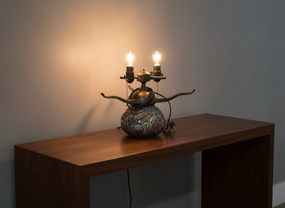 Lot 151: Bronze-Colored Mosaic Dragonfly Lamp Base