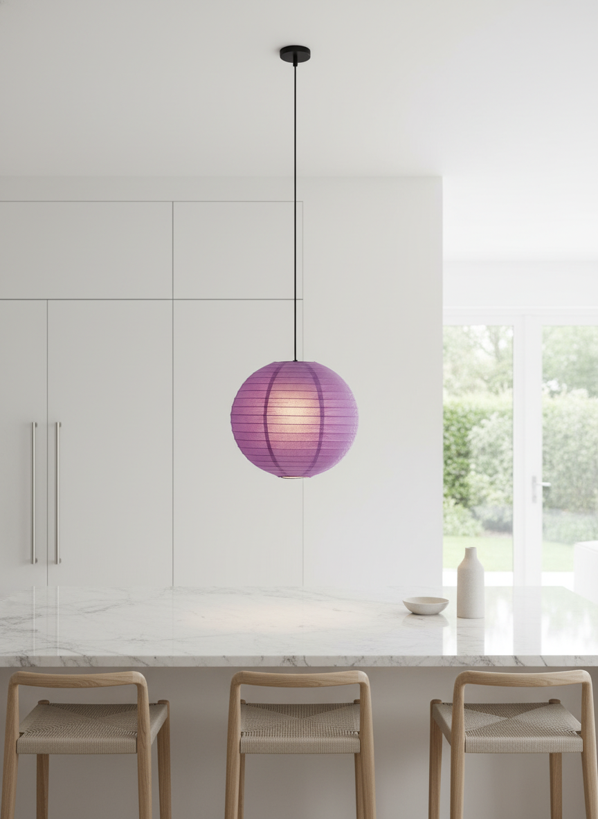 Lot 202: A Set of 50 Purple 14-Inch Round Paper Lanterns