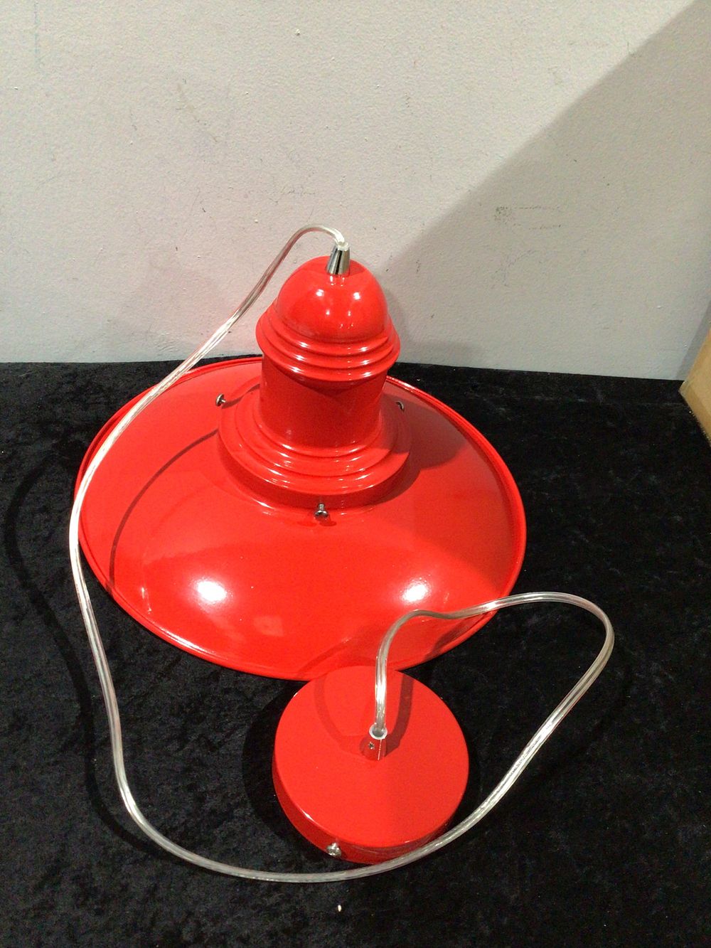 Lot 329: A Red Industrial Metal Pendant Light