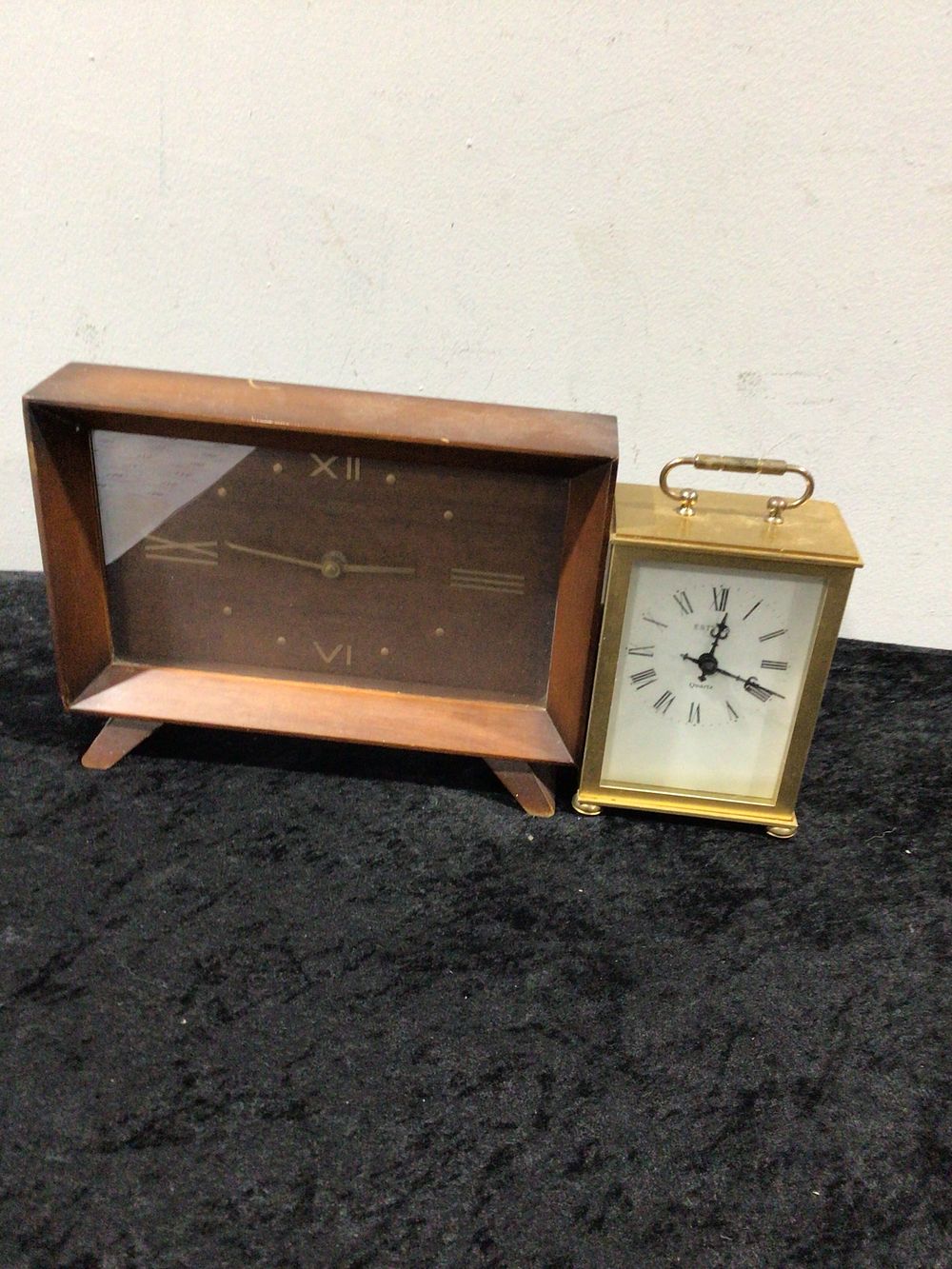 Lot 161: A Pair of Decorative Wooden and Brass Clocks