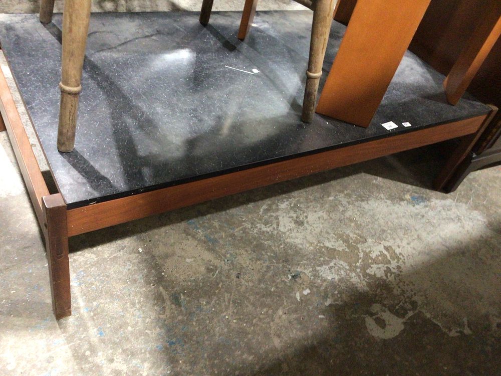 Lot 216: A Mid-Century Modern Walnut and Slate Console Table