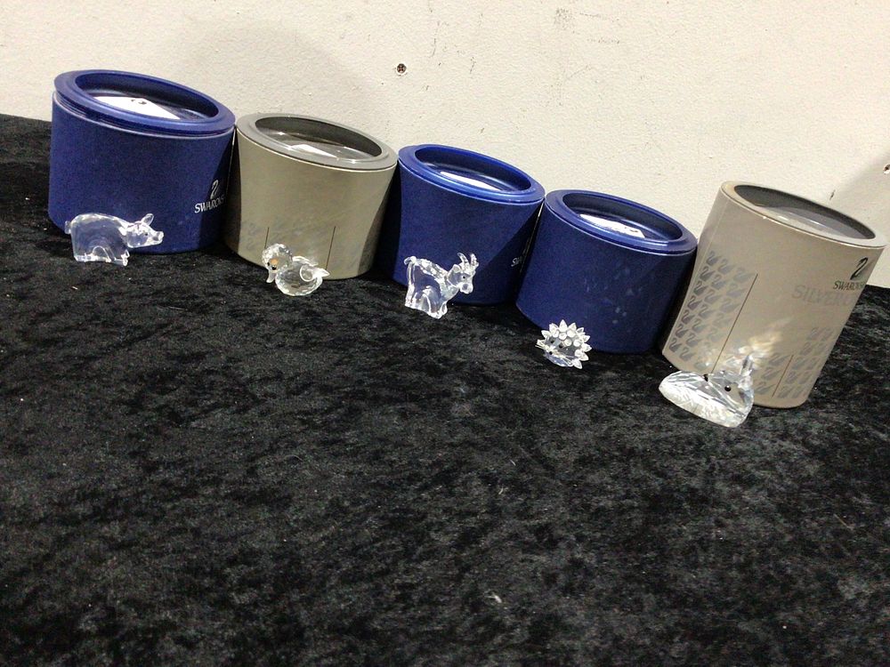 Lot 270: A Collection of Swarovski Crystal Animal Figurines with Boxes Goat Fox etc
