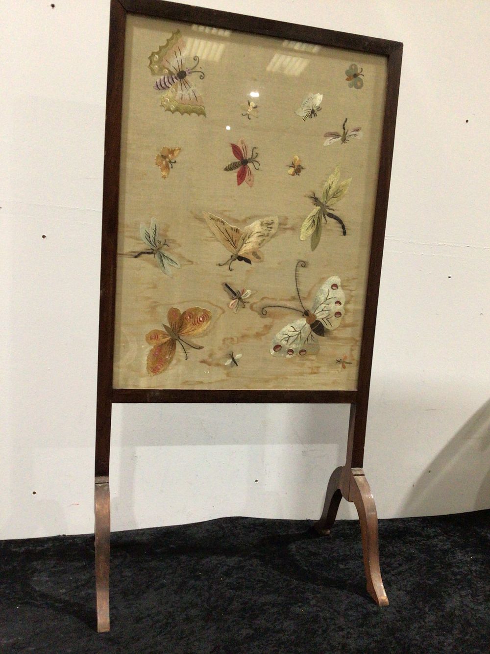 Lot 349: Antique English Regency Needlepoint Fire Screen