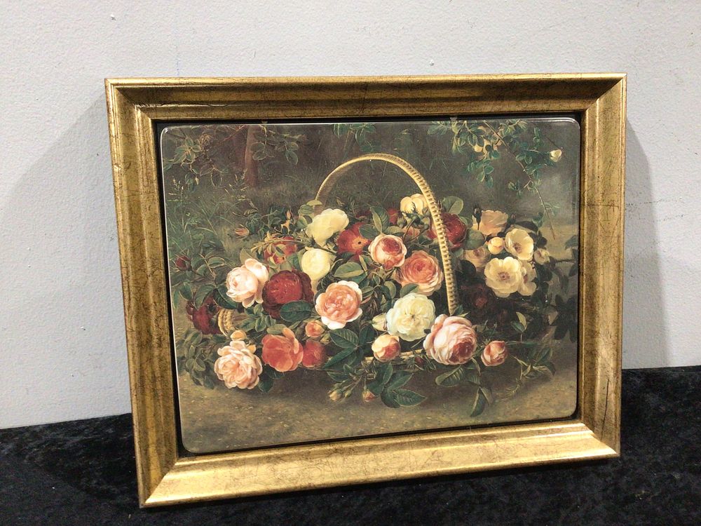 Lot 403: A Framed Floral Print or Painting of Roses BRADFORD EXCHANGE