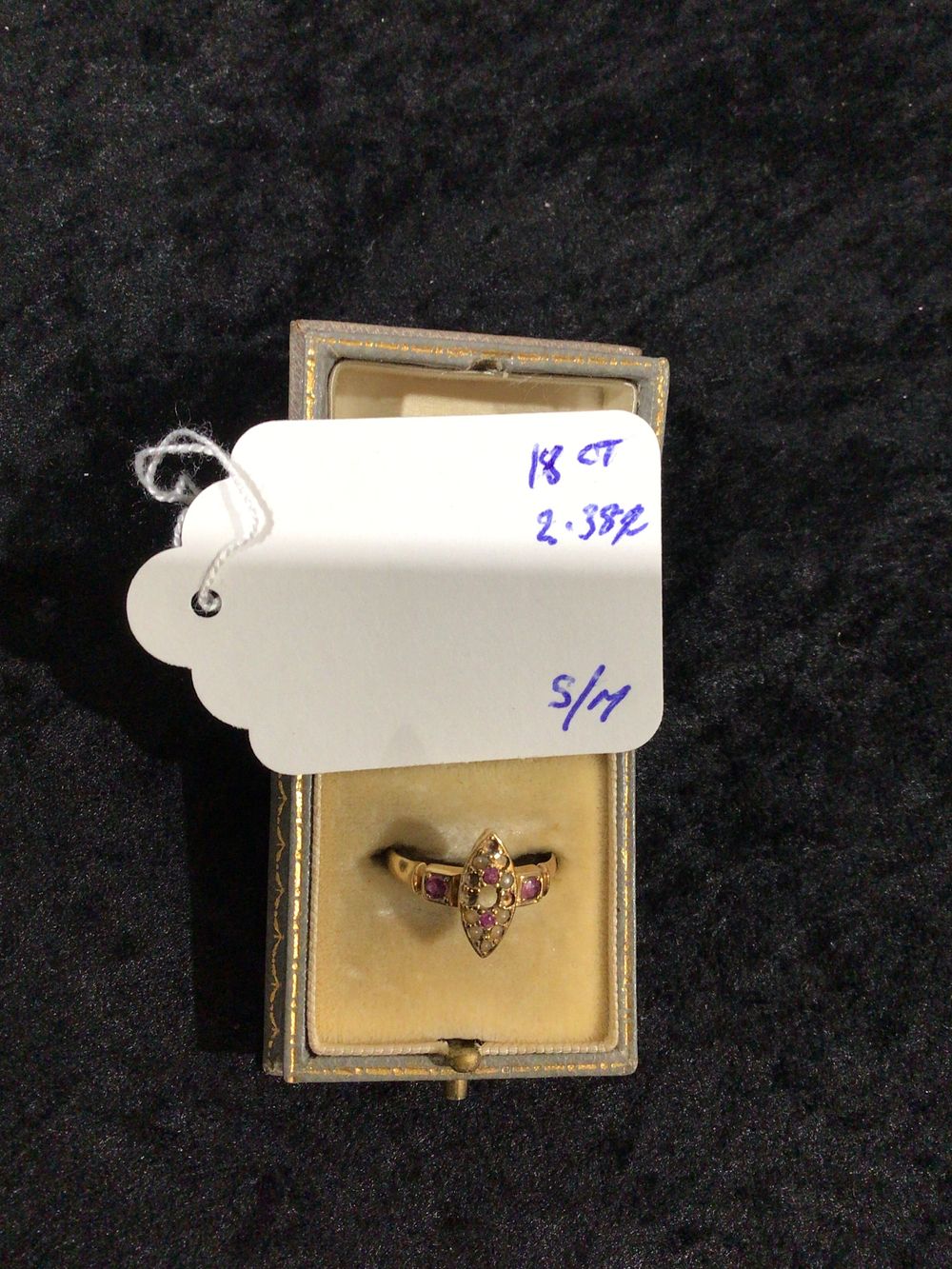 Lot 442: Victorian 18ct Gold Ruby and Seed Pearl Ring