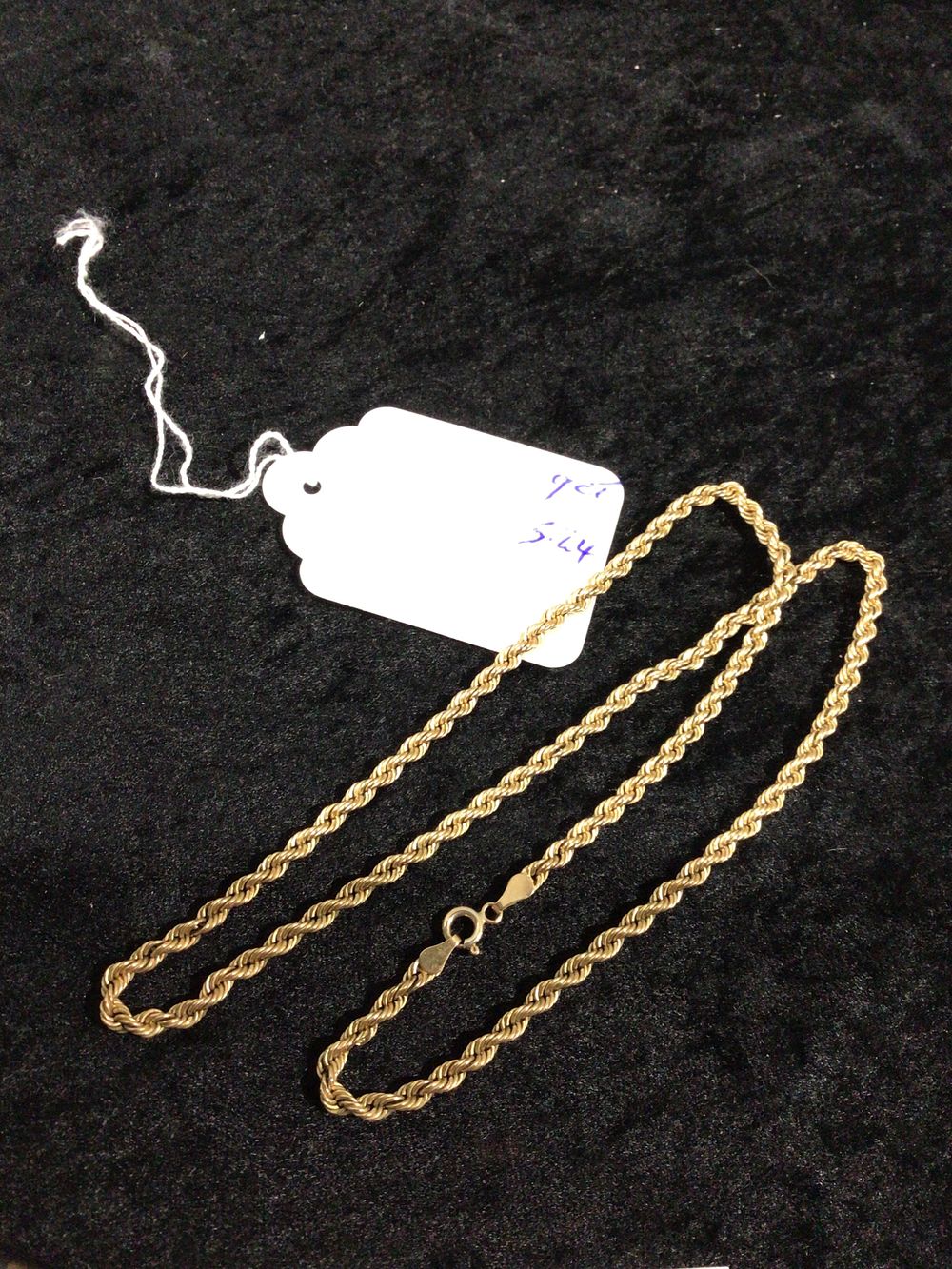 Lot 461: Gold-Colored Rope Chain Necklace with Lobster Clasp