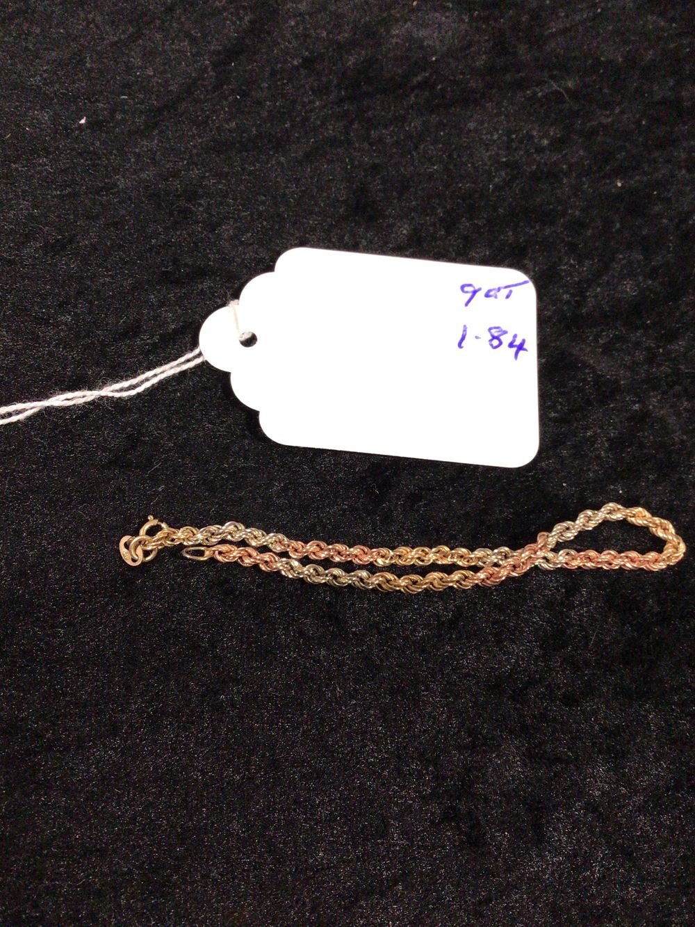 Lot 462: A 9 Carat Tricolor Gold Rope Chain