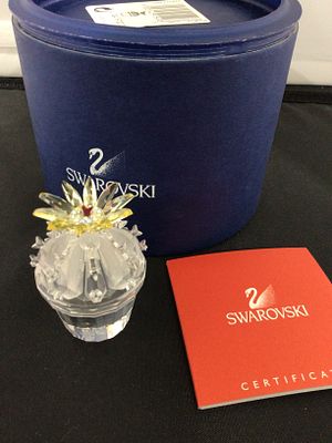 Swarovski Crystal Flowering Cactus Figurine. A Swarovski Crystal Flowering Cactus Figurine. This 