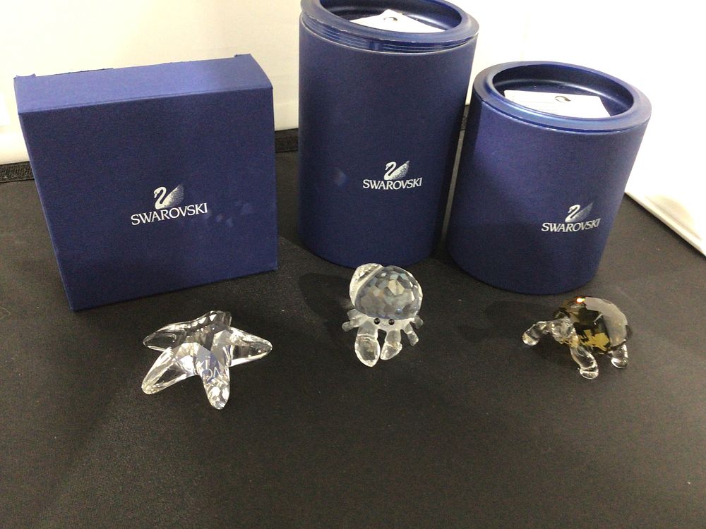 Lot 59: Three Swarovski Crystal Animal Figurines with Original Packaging