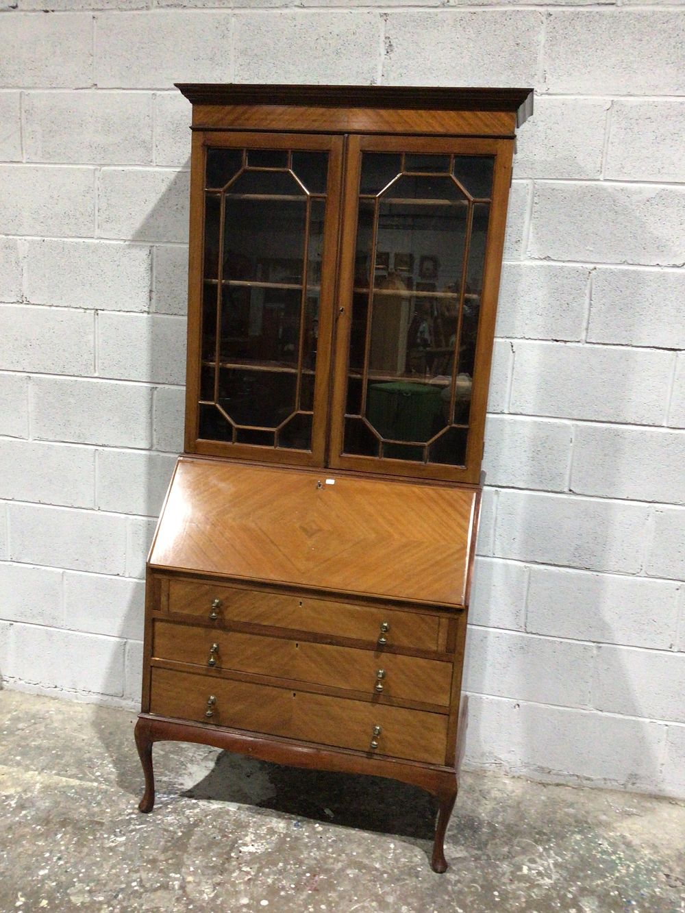Lot 193: A George III Satinwood Inlaid Secretary Bookcase
