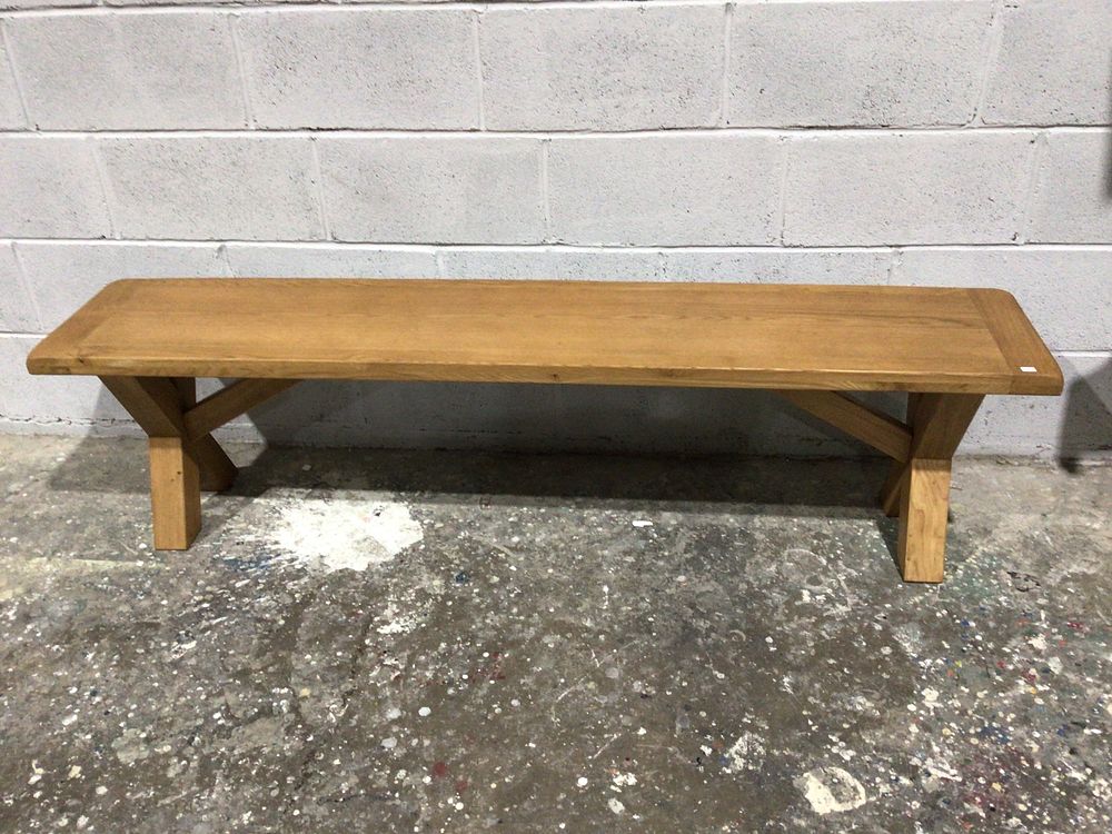 Lot 209: A Rustic Style X-Frame Trestle Dining Bench