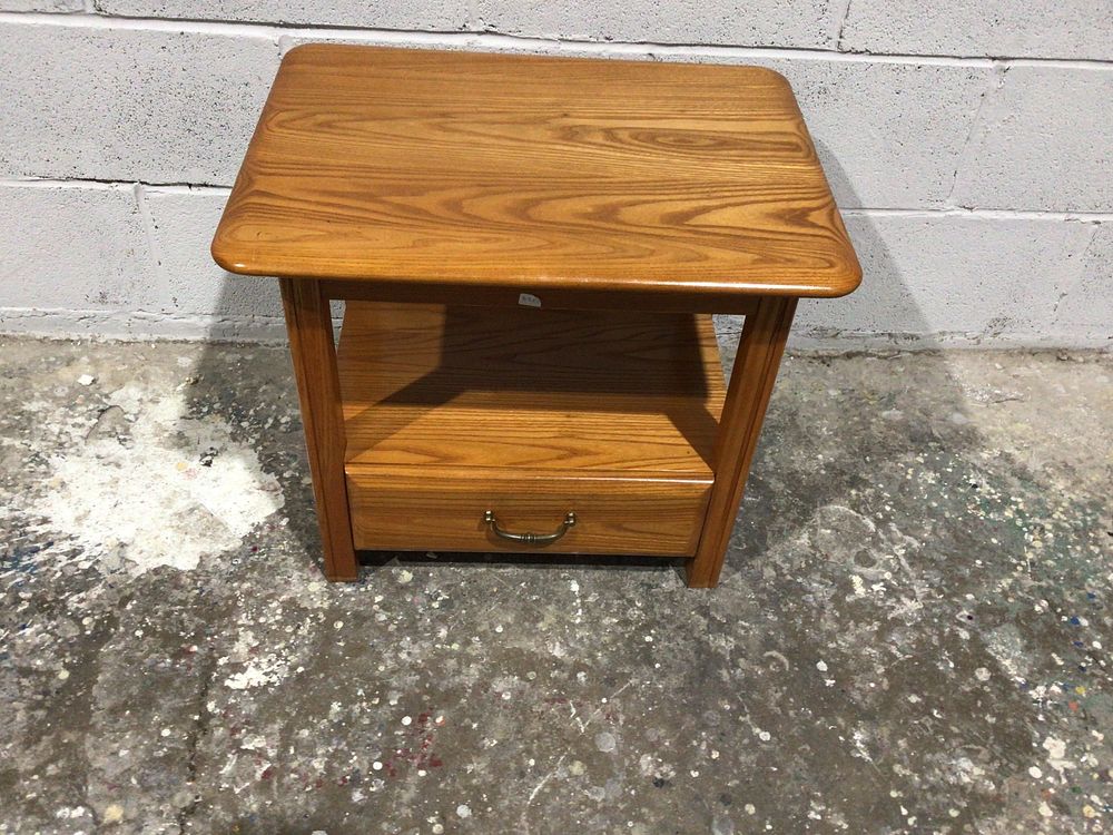 Lot 210: Transitional Two-Tier Wood End Table with Drawer