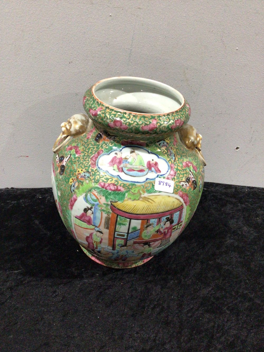 Lot 247: A Chinese Famille Rose Medallion Bulbous Pot or Planter
