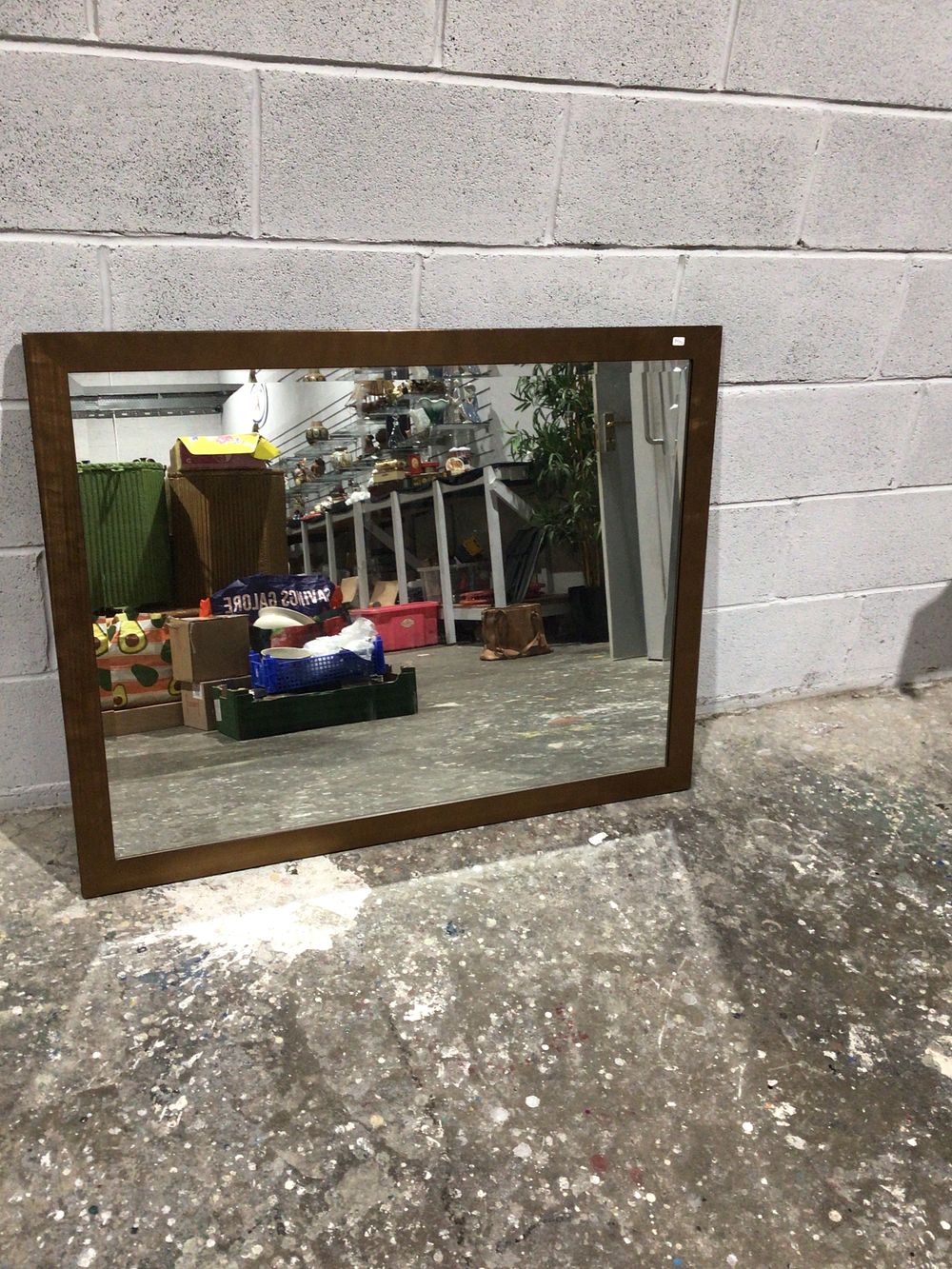 Lot 261: Mid Century Modern Walnut Frame Rectangular Wall Mirror