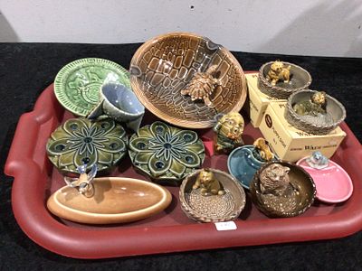 A Collection of Wade Pottery Animal Figurines and Decorative Dishes. A collection of Wade 