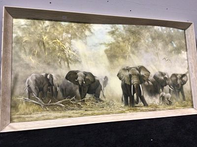 David Shepherd 'Elephants at Amboseli' Print, 1962. A print after David Shepherd, titled 