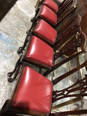 Maitland Smith Chippendale Carved Mahogany Dining Chairs, Set of Six. A set of six Maitland 