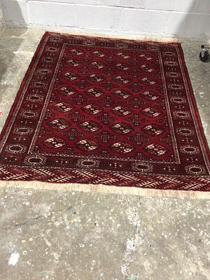 Vintage Hand-Knotted Afghan Turkoman Wool Area Rug. A vintage hand-knotted Afghan Turkoman wool 