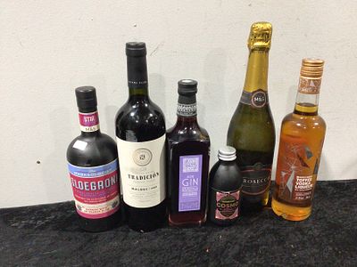 A Collection of Six Contemporary Alcoholic Beverages. A collection of six contemporary, sealed 