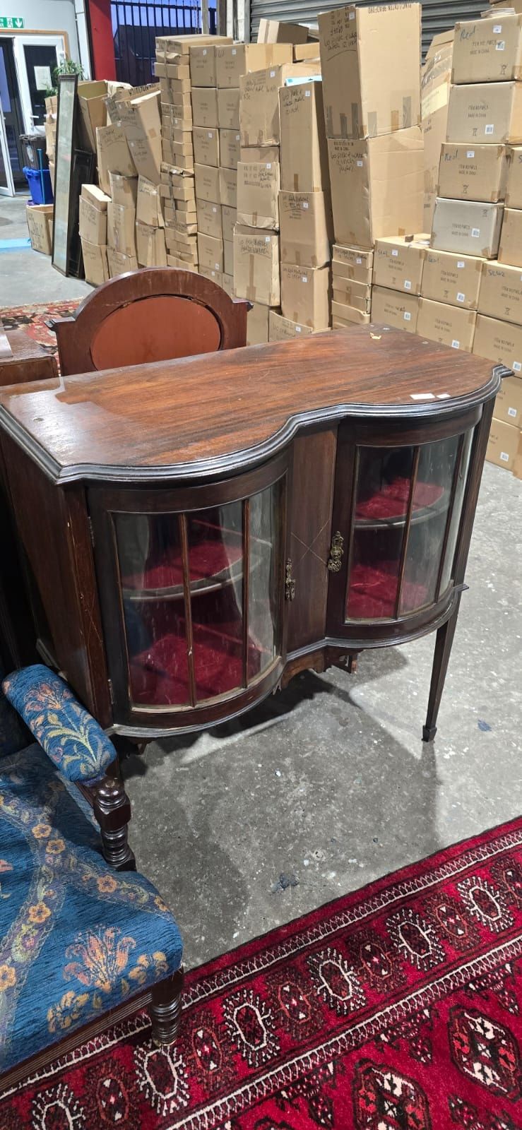 Lot 174: A Mahogany Queen Anne Style Vitrine Cabinet