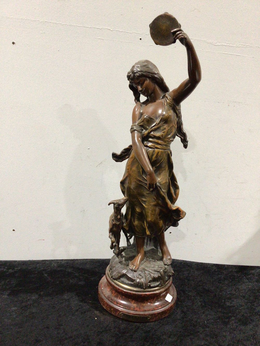 Lot 212: A Bronzed Spelter Figure After Auguste Moreau, Depicting Esmerelda