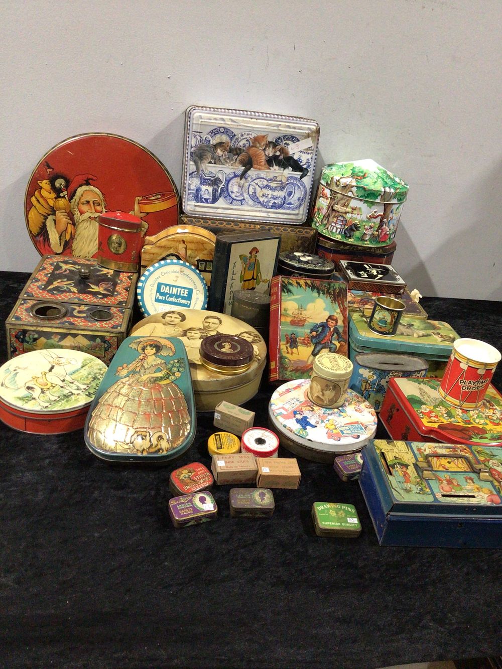 Lot 233: A Collection of Vintage Metal Tins and Boxes, with a Miniature Mug, Late 19th to Mid-20th Century