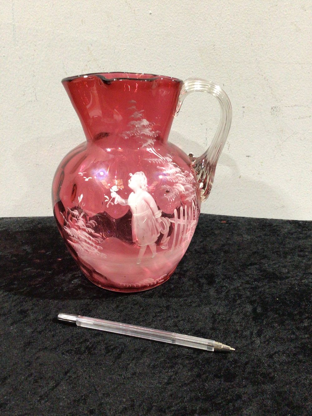 Lot 425: Mary Gregory Style Ruby Glass Jug, 19th Century