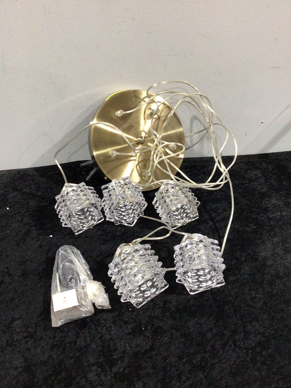 Lot 186: A brass Style Faceted Glass Ceiling Light fixture