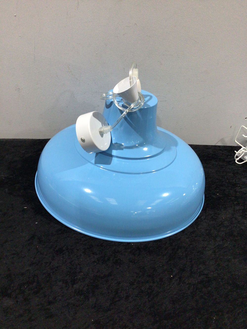 Lot 202: ten Light Blue Metal Pendant Lamp Shades