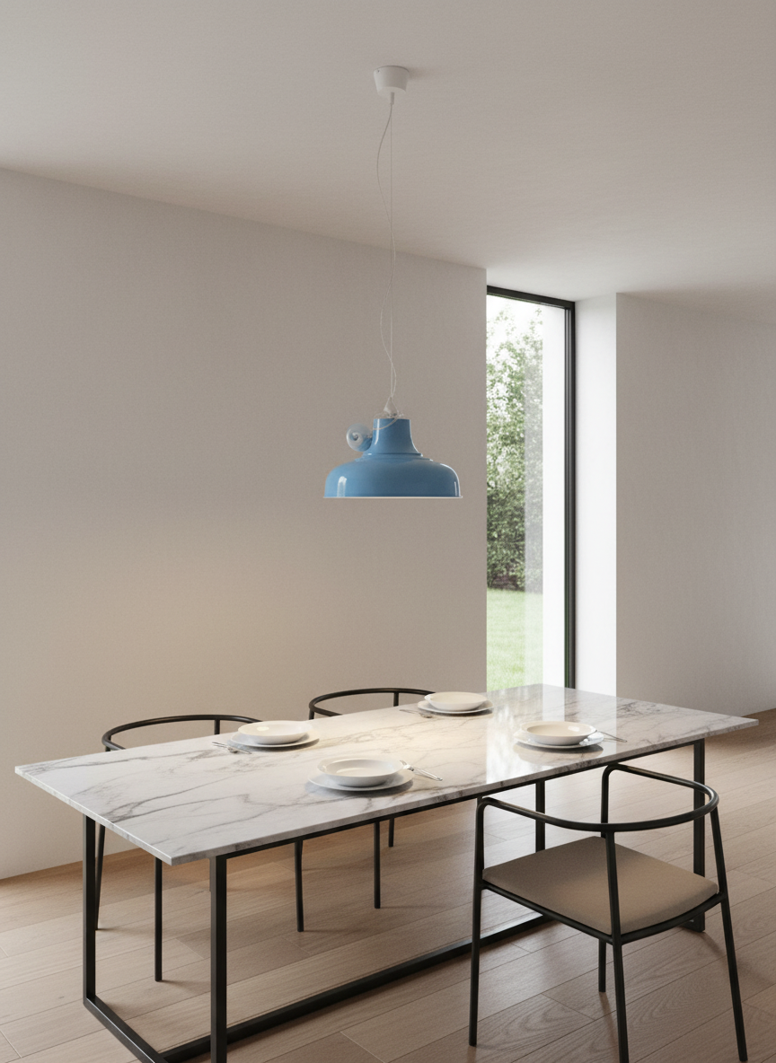 Lot 289: eight Light Blue Industrial Metal Pendant Light Shades