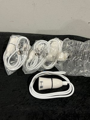 A Collection of 24 Modern White Hanging Pendant Light Kits E26 E27 Lamp Holders. This lot 