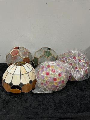 A Collection of 5 Vintage style and Contemporary Lamp Shades and Globes. A collection of five 