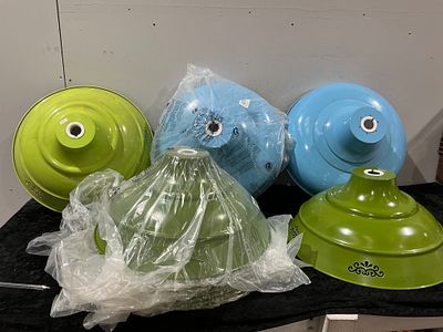 A Collection of 13 Modern Industrial Enamel Pendant Lamp Shades. A collection of thirteen 