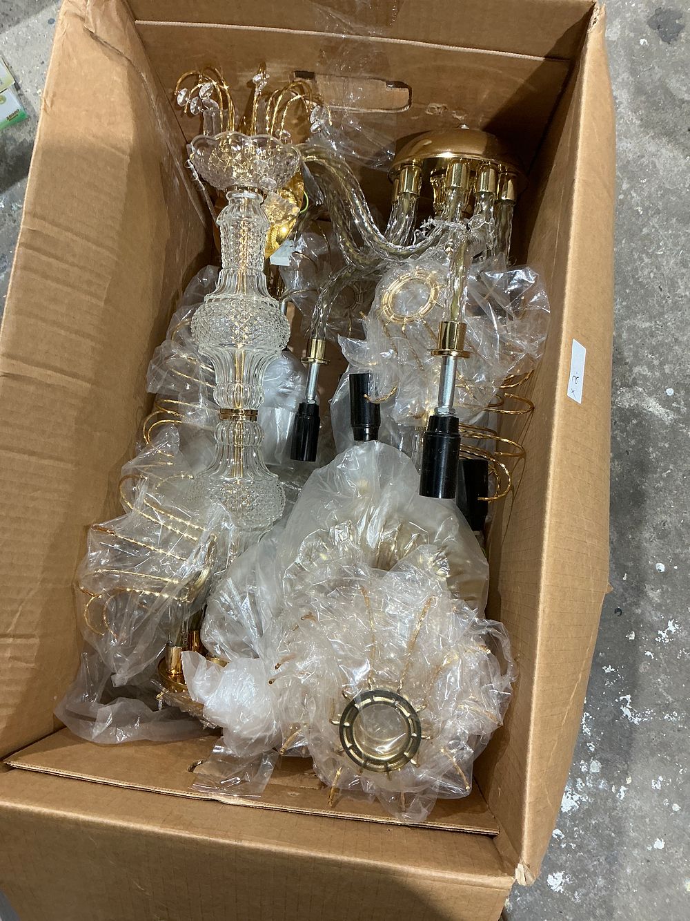 Lot 171: A Pair of Ca' Rezzonico Style Brass and Glass Arm Chandelier Light Fixture Kits