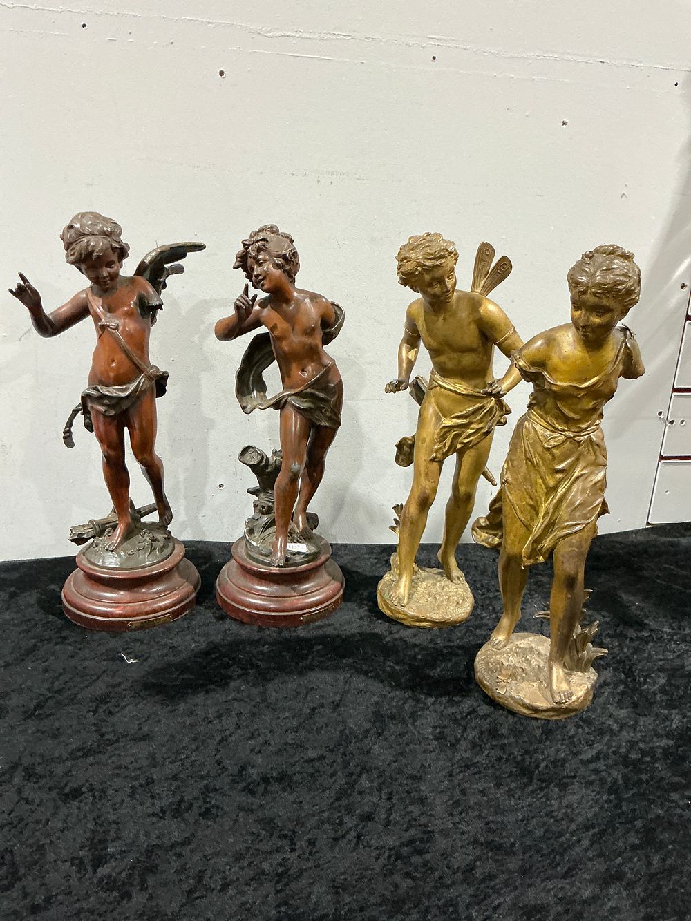 Lot 196: A Collection of Four Spelter Figurines After Auguste Moreau spares and repairs