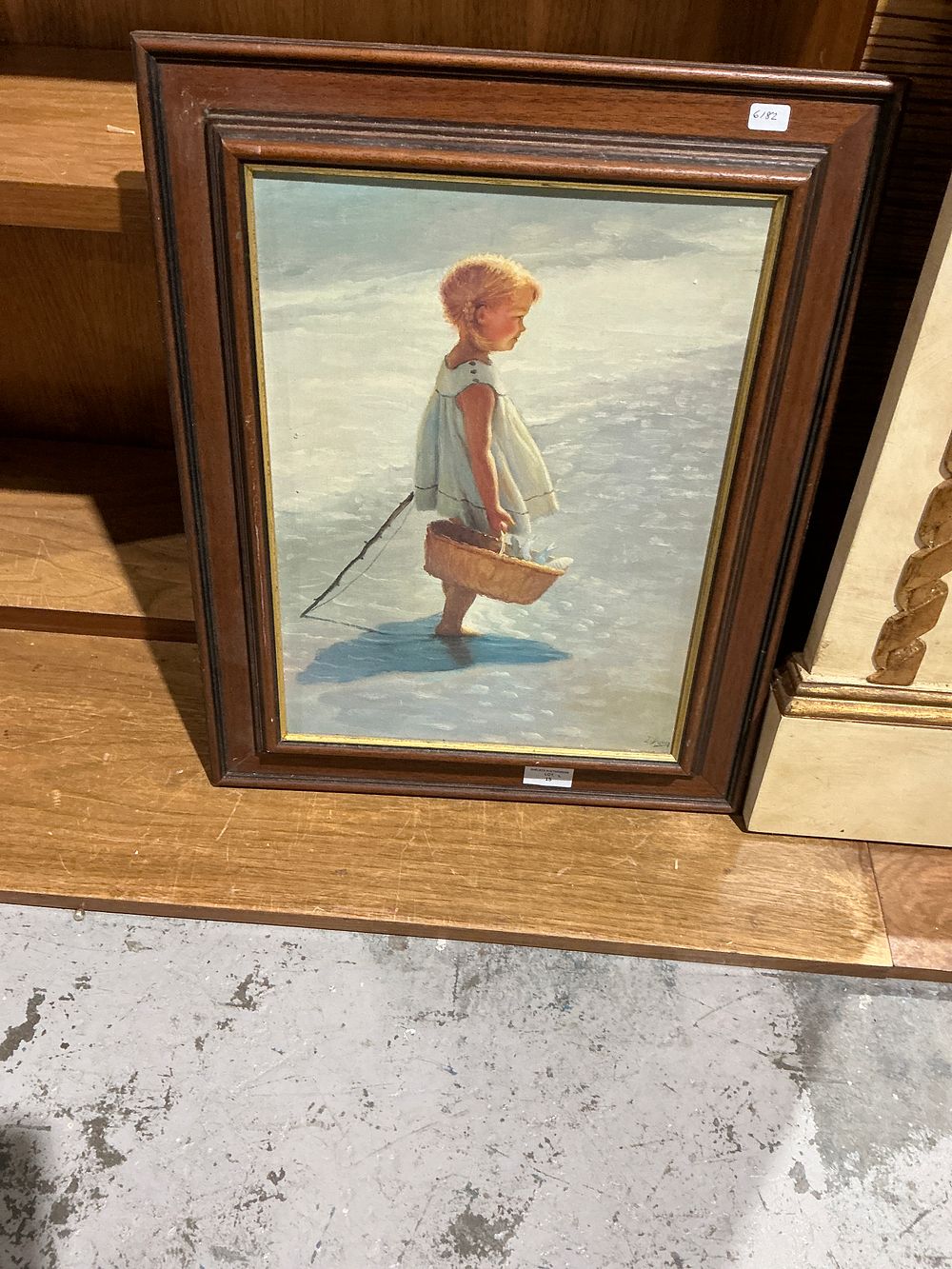 Lot 242: I. Davidi Print Young Girl on a Beach